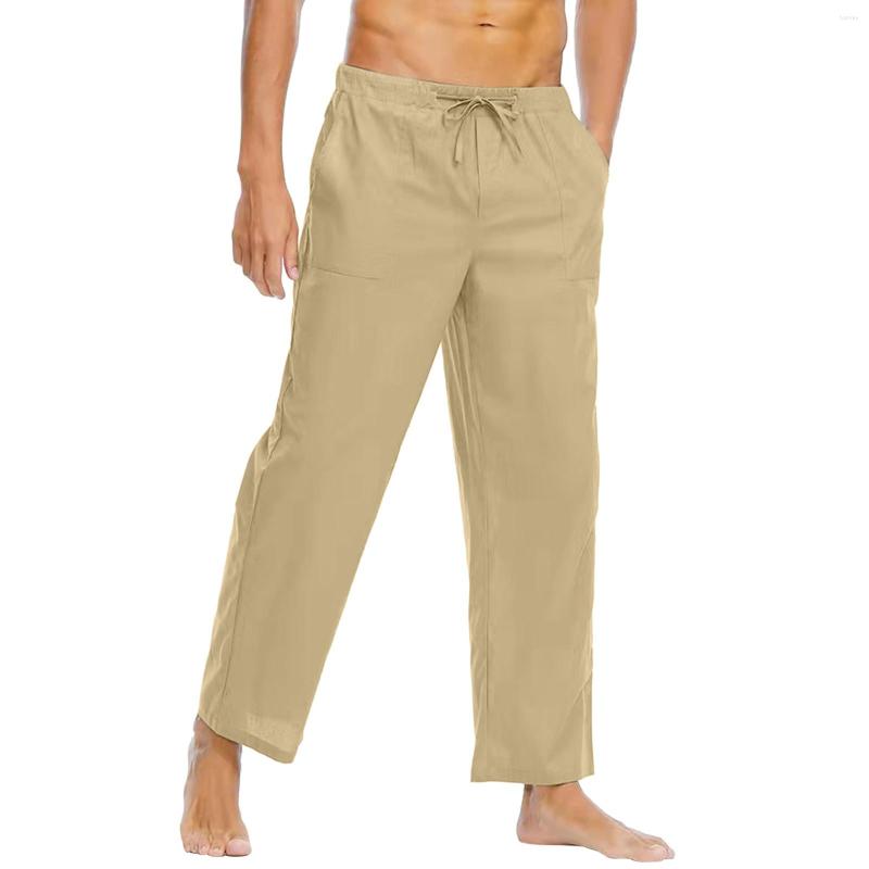 

Men' Pants Open Toe Men All Season Fit Pant Casual Solid Color Painting Cotton Linen Loose Trouser Fashion Beach Pockets, Black