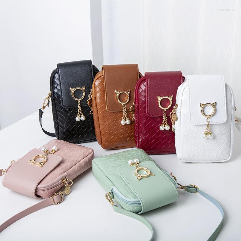 

Evening Bags 2022 Fashion Mini Mobile Phone Crossbody For Women Woven Pearl Tassel Cover-style Female Shoulder Bag Purses And Handbags, White