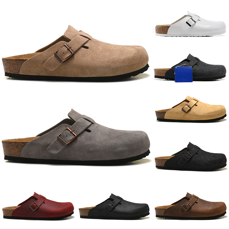 

designer sandals Boston clogs cork flat slippers Fashion designs leather bag head brown Casual shoes Women Men outdoor Loafers buckles platform Sliders