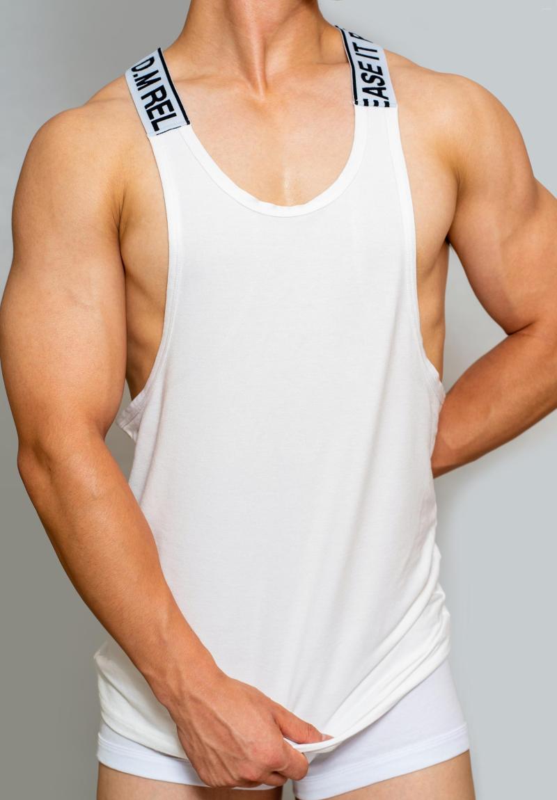 

Men's Tank Tops Fashion Men's Underwear Vest Sexy Letters Solid Color Denim Sports Fitness Loose Pajamas Home Leisure, Picture shown