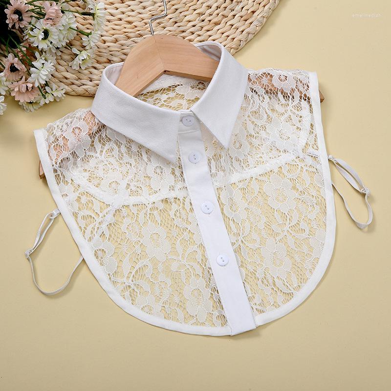 

Bow Ties Linbaiway Floral Fake Collars For Women White False Embroidery Lace Detachable Collar Faux Col Lapel Blouse Decoration