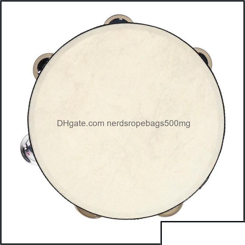 

Party Favor Drum 6 Inches Tambourine Bell Hand Held Birch Metal Jingles Kids School Musical Toy Ktv Percussion Othv3