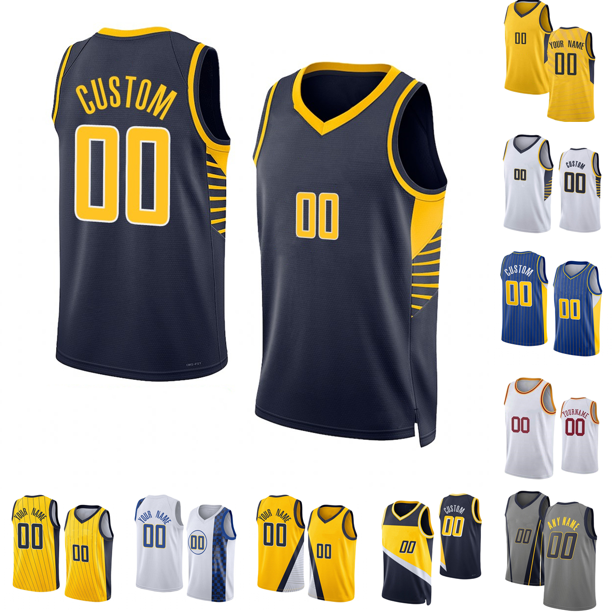 

Custom 2022-23 New Season Printed Basketball Jerseys Navy Icon White Association Blue City Statement Jersey.Message Any number and name on order, Printed (with team logo)