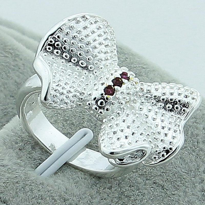 

Wedding Rings Fashion 925 Silver Elegant Round Bow-knot For Women Engagement Jewelry Gift
