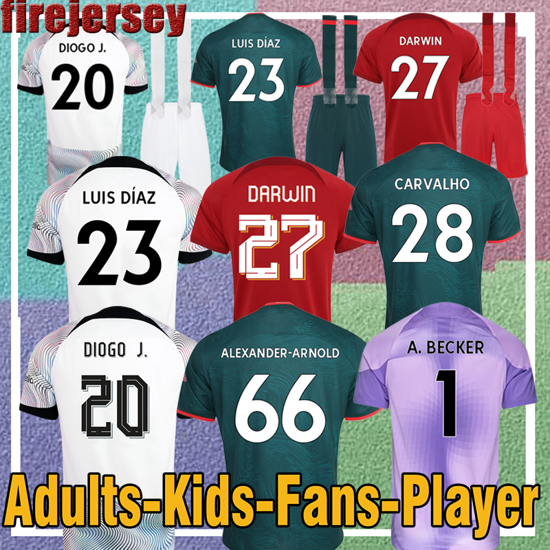 

22 23 liver pools soccer jerseys DARWIN 2022 2023 season Mohamed Diogo Luis DIaz Alexander Arnold football kit tops shirts men kids uniform 81024 jersey, Away