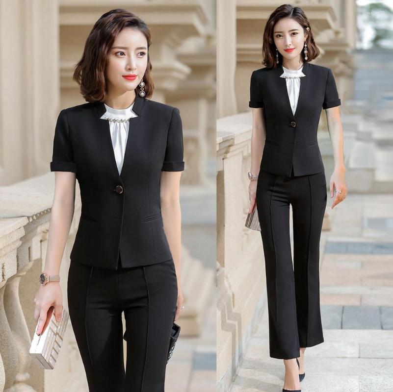 

Women' Two Piece Pants Pantsuits Women Business Suits Formal Office Work Wear Blazer Ladies Pant And Jacket Sets, Black