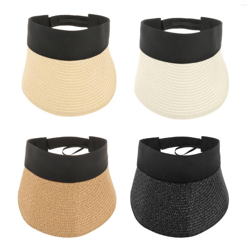 

Hats Women Straw Visor Hat Wide Brim Summer UV Protection Beach Outdoor Camping Party Senderis, Black