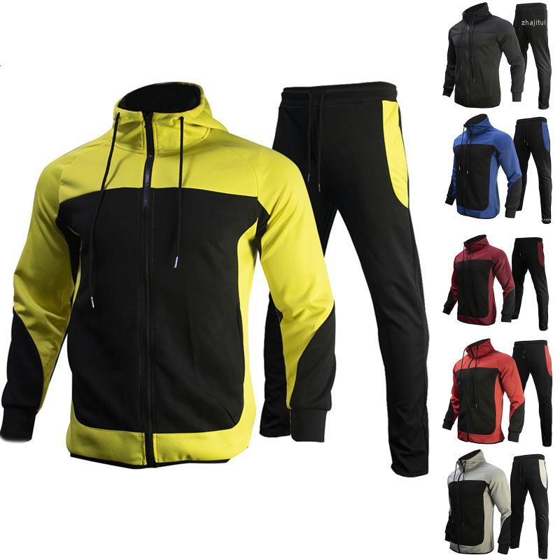 

Men's Tracksuits Men's Stitching Hoodie And Pants Suit Sportswear Casual Two Piece Sets Sports Jogging Autumn Winter, Red