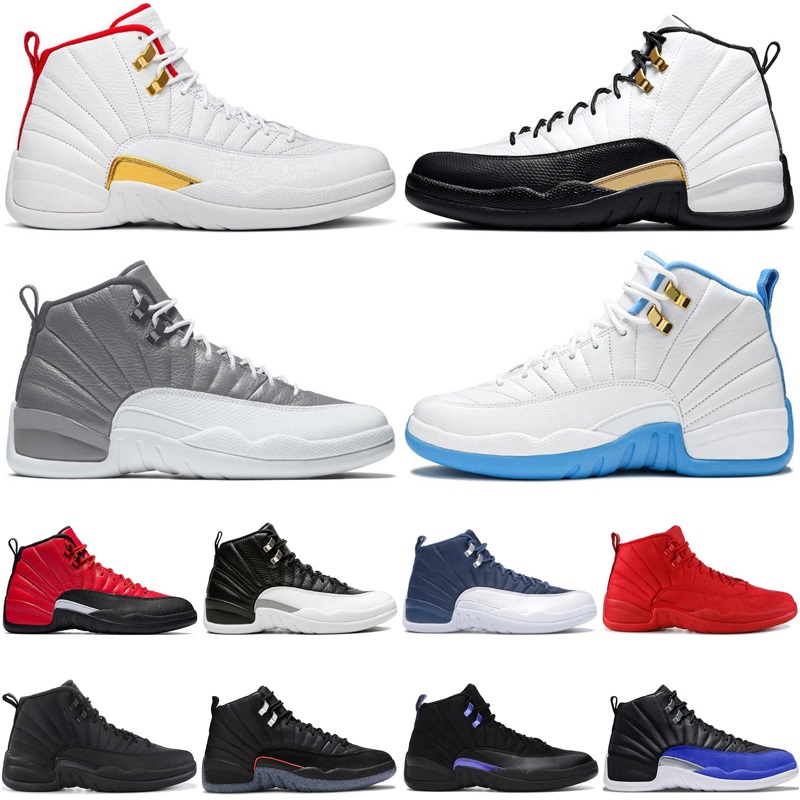 

12s men basketball shoes 12 retro mens trainers Black Taxi Flu Game Hyper Royal Royalty Taxi Nylon Michigan Gym Red sports sneakers, (22)