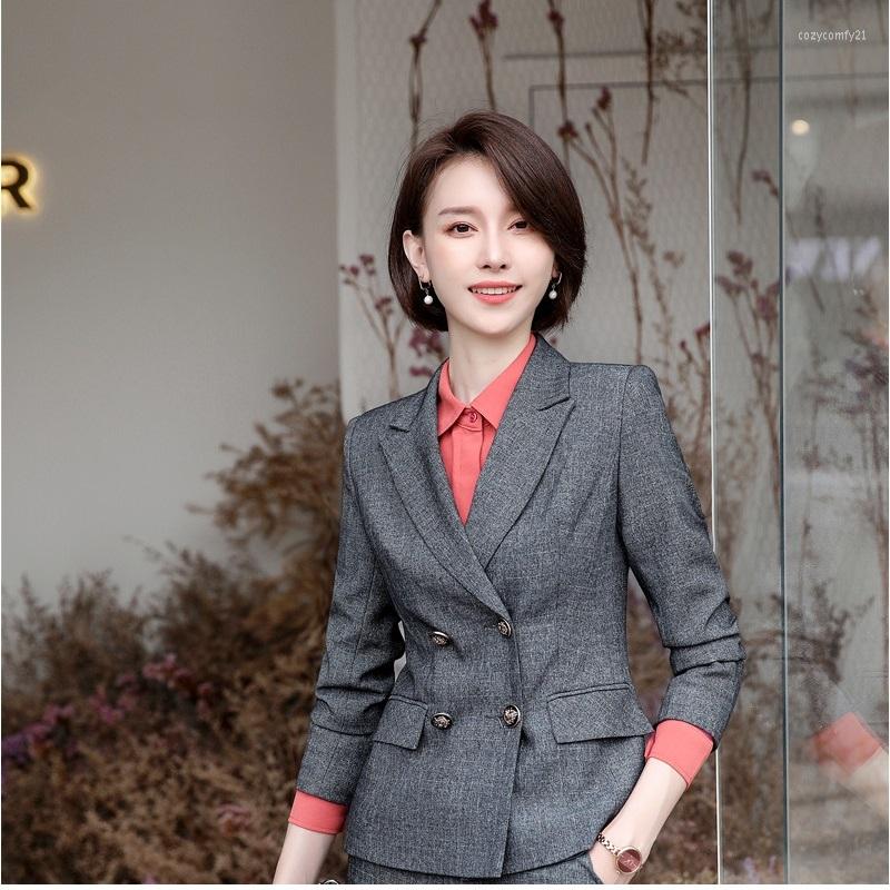

Women' Suits Women Coat Fashion Double Breasted Oversize Jacket OL Styles Fall Winter Blazers For Business Work Blaser Outwear Tops, Grey coat