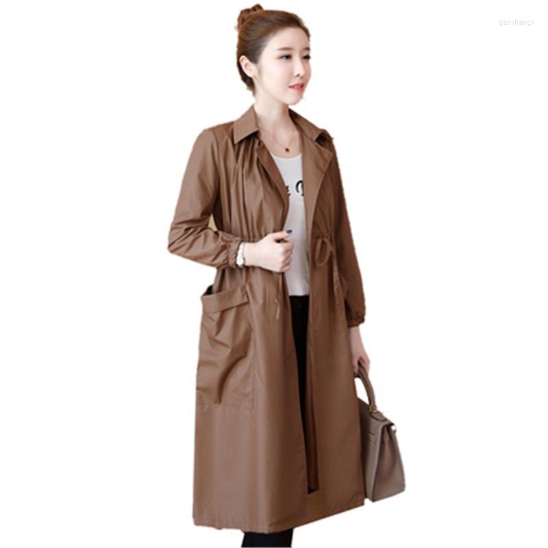 

Women's Trench Coats Women's Windbreaker 2022 Autumn Female Slim Drawstring Women Plus Size Ladies Long Coat Outwear N596, Green
