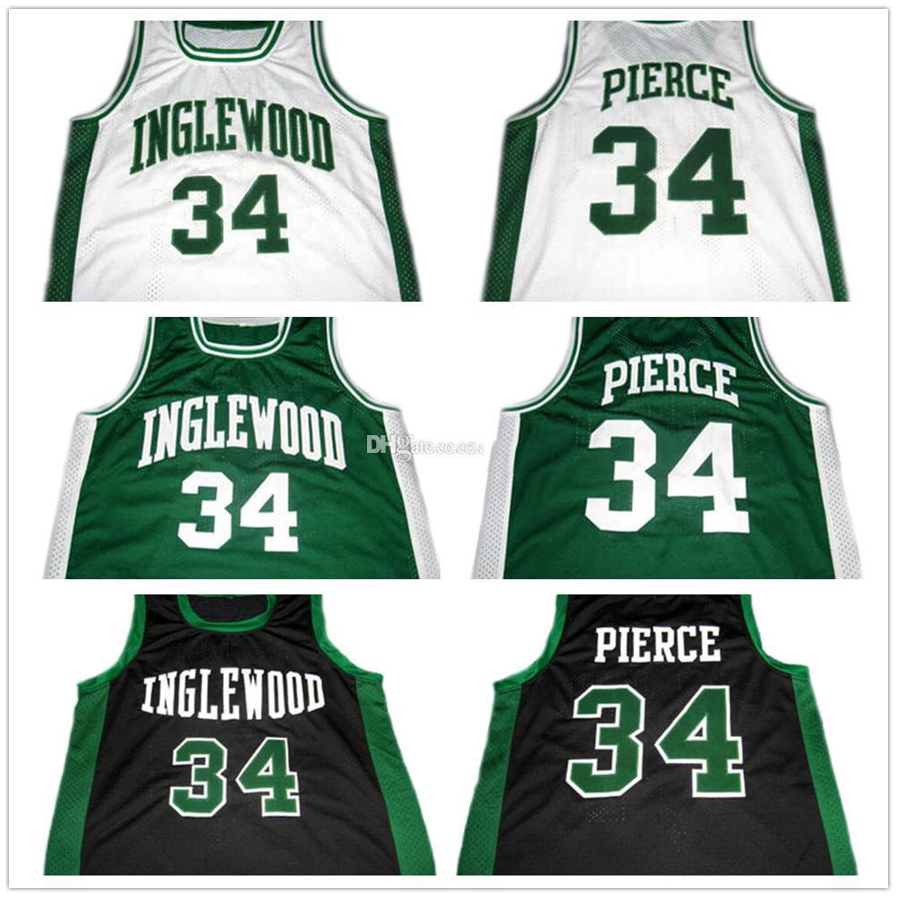 

basketball jersey Paul Pierce #34 Inglewood High School White Green Black Retro Basketball Jerseys Mens Stitched Custom Any Number Name, As show