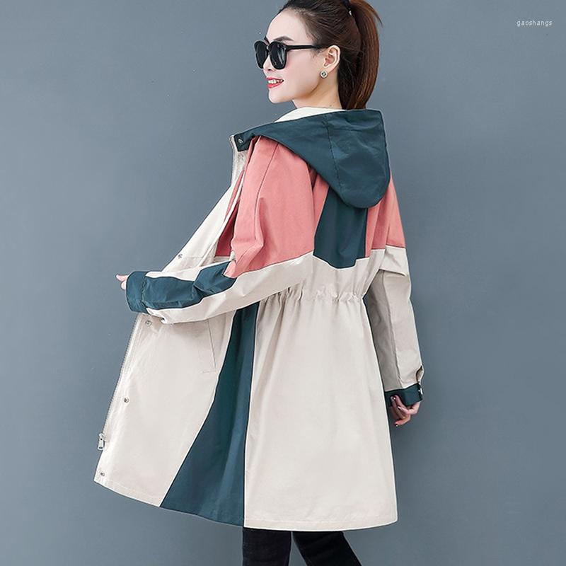 

Women's Trench Coats Plus Size Women's Casual Windbreaker Coat Spring Autumn Long Overcoats Fashion Hooded Outerwear Clothing, Green