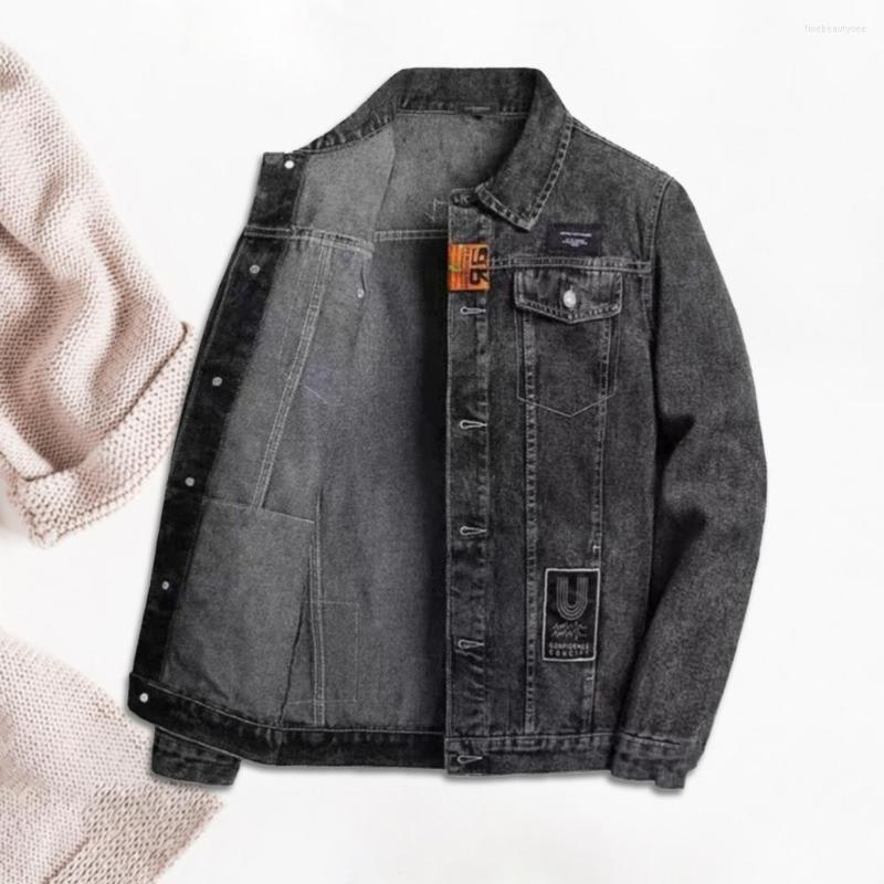 

Men's Suits Spring Autumn Casual Single Breasted Turn-down Collar Denim Jacket Cool Men Coat Lapel For Travel, Blue