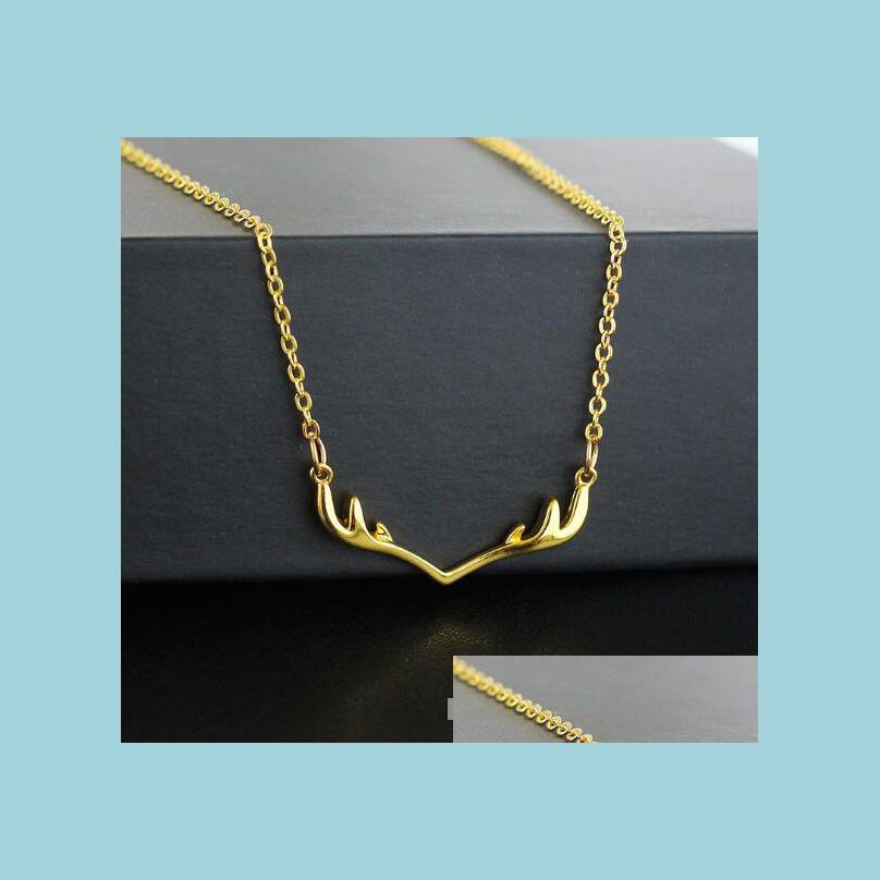 

Pendant Necklaces Elegant Antler Deer Horn Pendant Necklace Sier Rose Gold Moose Jewelry For Women Animal Fashion Necklace Ffshop2001 Dhbzu