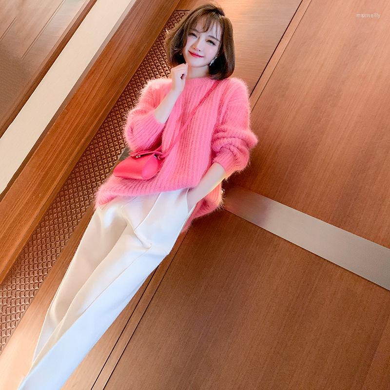 

Women' Two Piece Pants Women 2022 Autumn Winter 2 Sets Female Solid Color Sweater Tops High Waist Wide Leg Ladies Knit Suits R360, Set