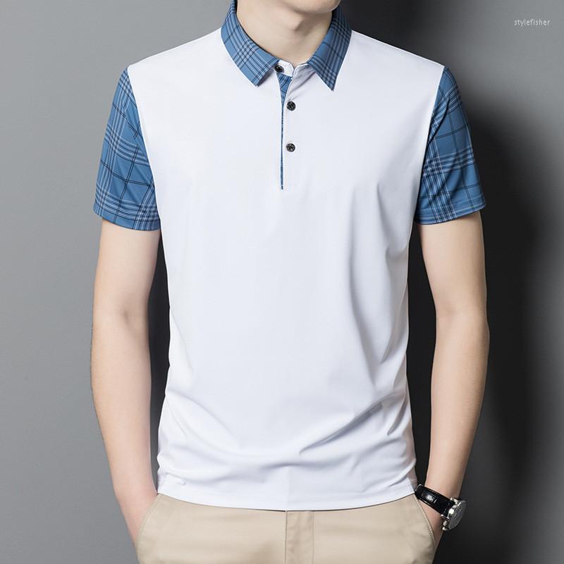 

Men's Polos 2022 Fashion Polo Shirt Men Short Sleeve Solid Summer Collar Slim Fitted Man's Streetwear Clothing, Blue