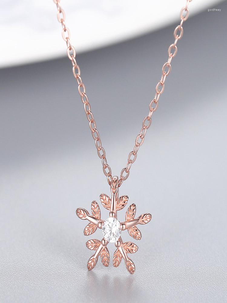 

Choker Fashion Silver Flower Girls Christmas Presents Snowflake Shining Crystal Chain Vintage Pendant Charm Necklace For Women