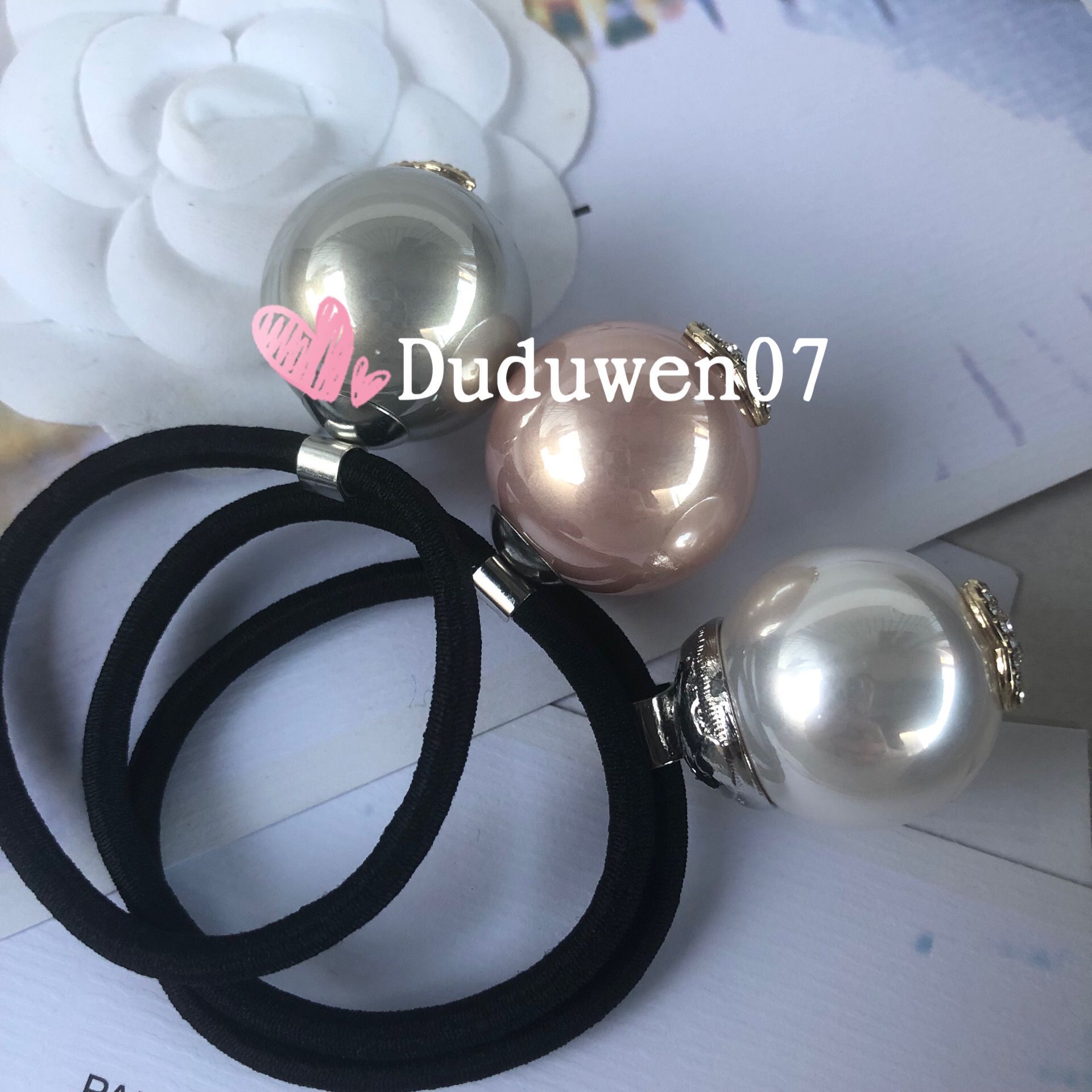 

ealstic rubber fashion hair rope classical pearl including C pearl 25cmm hairtie designers cvip