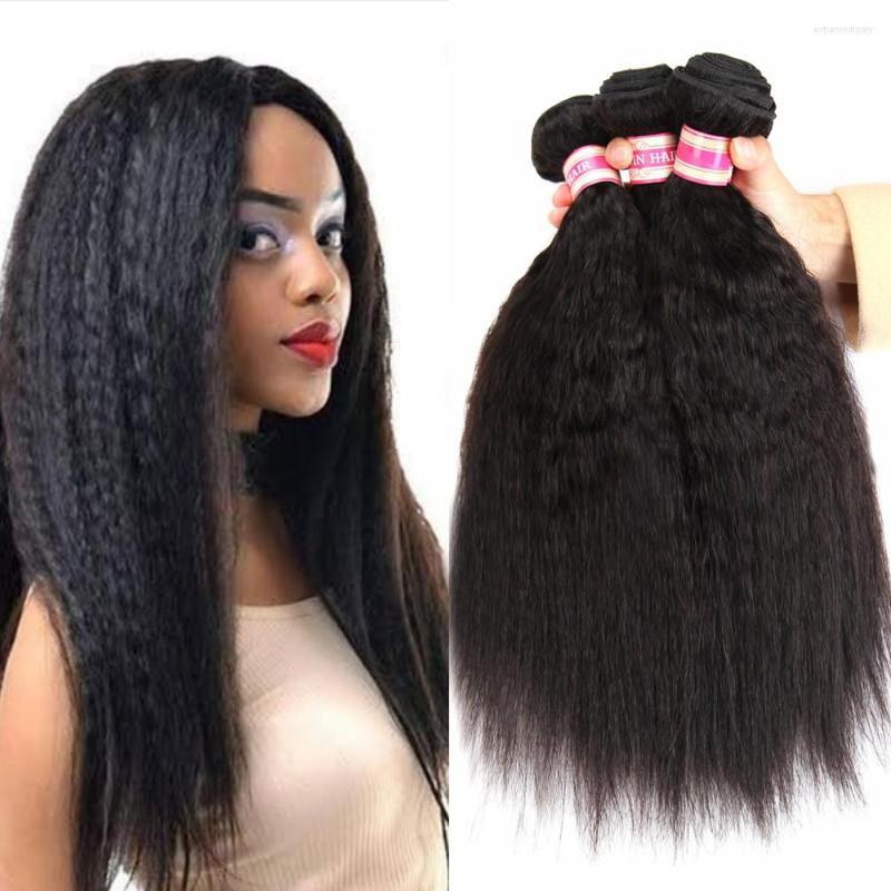 

Human Hair Bulks Kinky Straight Bundles Brazilian Remy Extensions 1/3/4 Bundle Deals Weave Double Weft