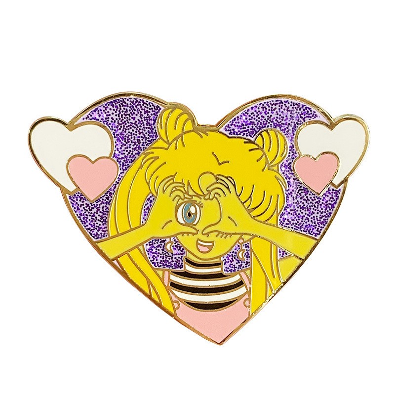 

Sailor Moon Love Badge Cute Girl Pin Female Cartoon Brooch Anime Hobby Fan Accessories Clothes Bags Jewelry Gifts for Friends, As picture