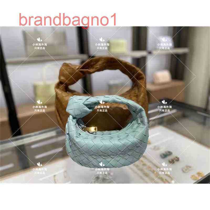 

Stock Handbags Venetas Designer Bottegas Goods in Jodie Mini Knitted Knotted Sheepskin Underarm Bag Designers Crossbody with the logo, Sky blue