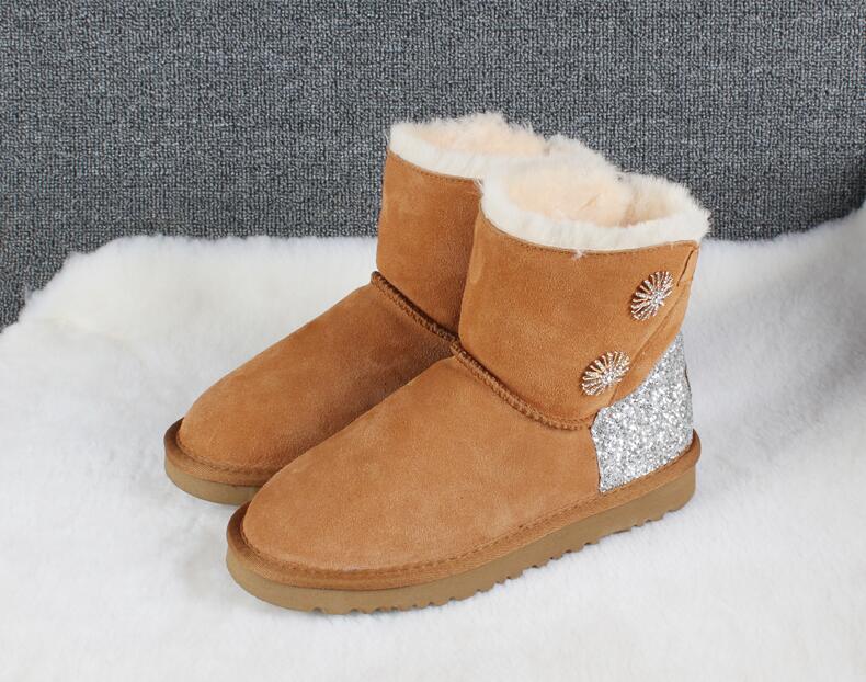 

Hot sell classical Mini U5854 women snow boots keep warm boot Latest fashion Sheepskin Cowskin Genuine Leather Plush boots