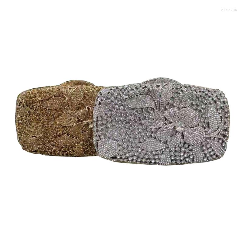 

Evening Bags The Italian Flower-shaped Crystal Metal Clutch Design Is Suitable For Ladies' Party Banquets, As pictures 1