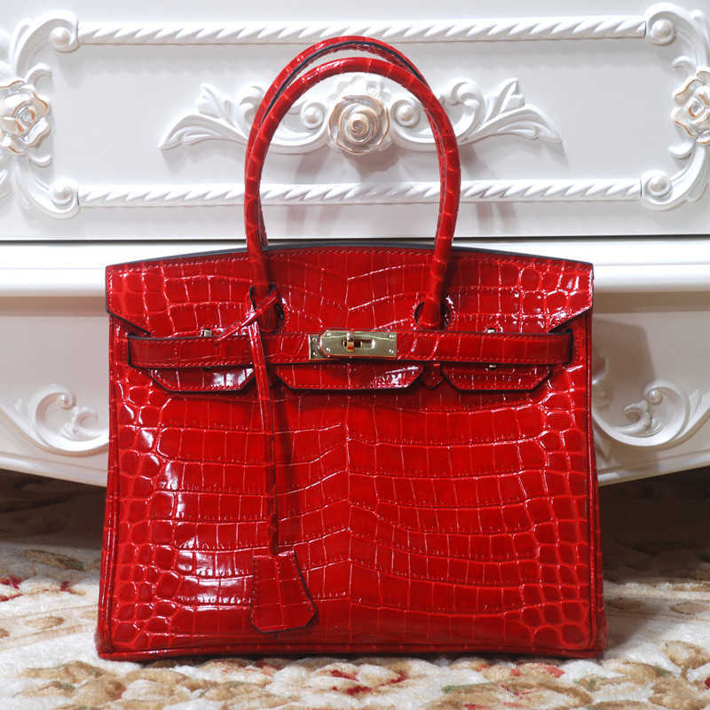 

Designer Bag Herme Summer 2022 new women s crocodile pattern leather hand peronality, 25cm