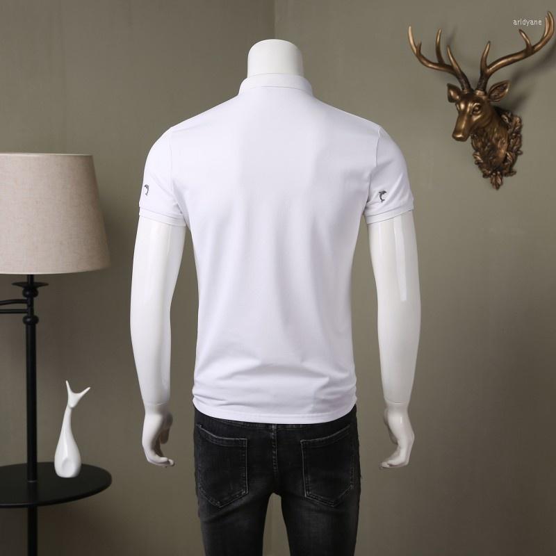

Men's T Shirts Men Business Summer Short Sleeve T-shirt Lapel Collar Dolphin Embroidery Office Work Slim Tees Tops Pullover Classic T-shirts, Black