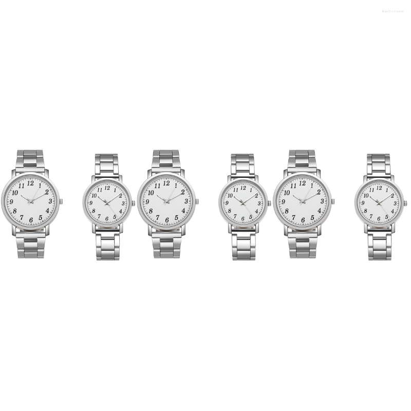 

Wristwatches 6 Pcs Silver Watches Couple Wristwatch Modern Watch Creative Lover