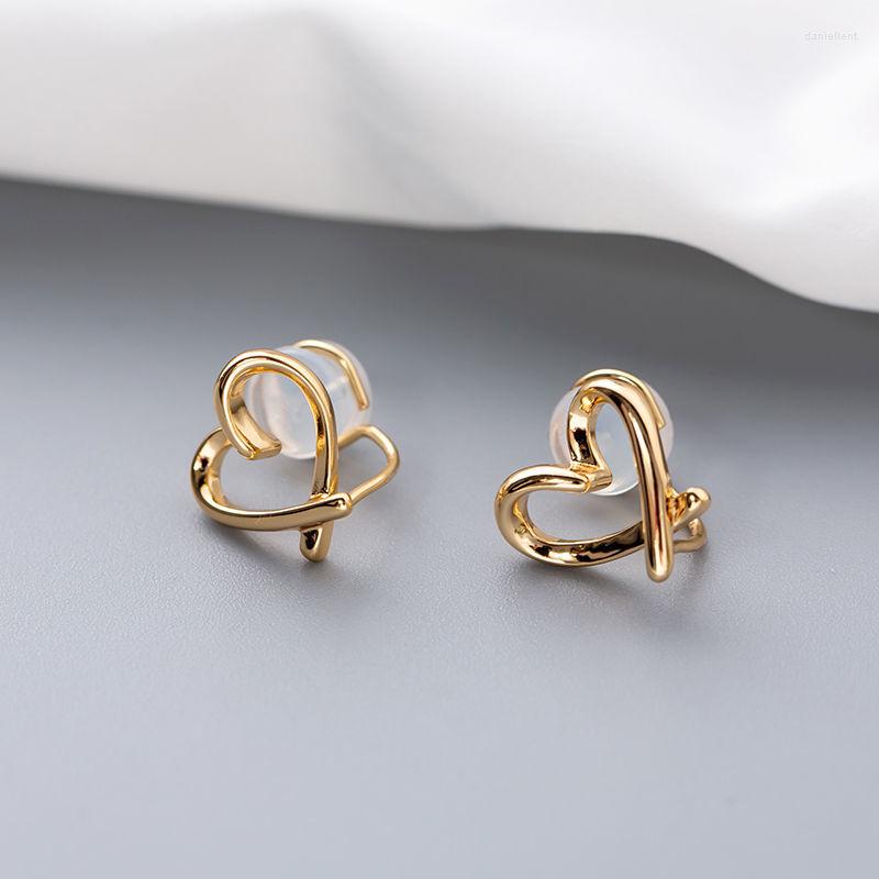 

Backs Earrings Korea Fashion Irregular Heart Clip On Non Pierced Cute For Women Trend Jewelry Gift
