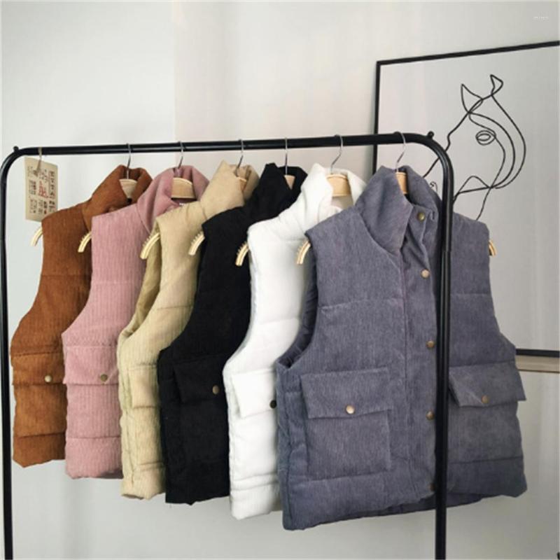 

Women' Vests 2022 Corduroy Sleeveless Vest Autumn And Winter Korean Version Of The Waistcoat Loose Collar Short Jacket Women H935, Black