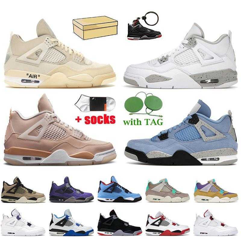 

Bred 4 4s Basketball Shoes Travis Scotts Obsidian University Blue Mens Black Cat Sail Guava Women Sneakers 36-46, Color-no.002