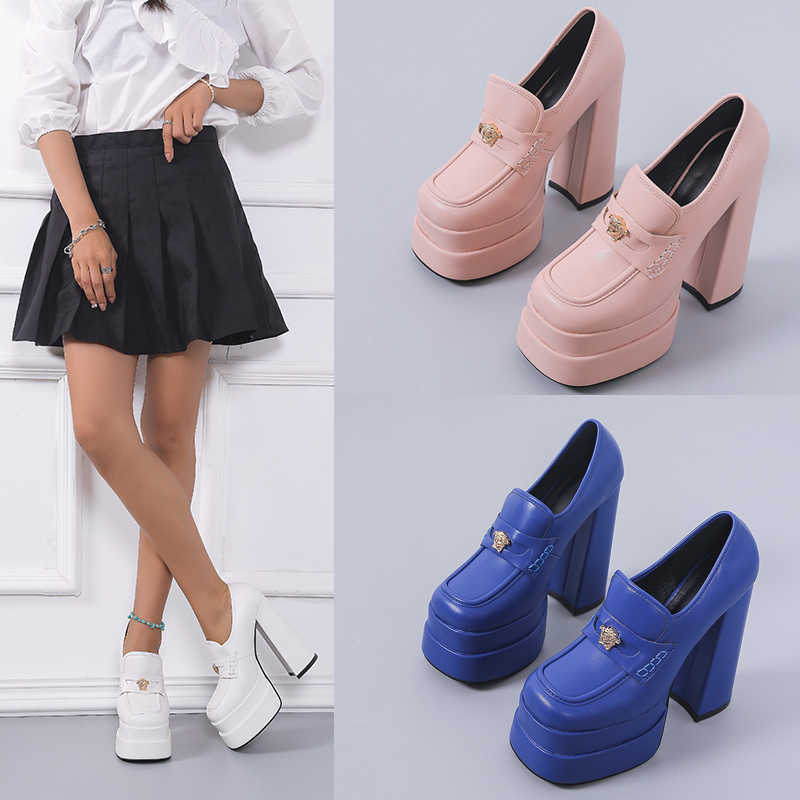 

Boots 2022 New Summer Ladies High Heels Sexy Chunky Womens Platform Plus Size Elegant Office Shoes 220901, White