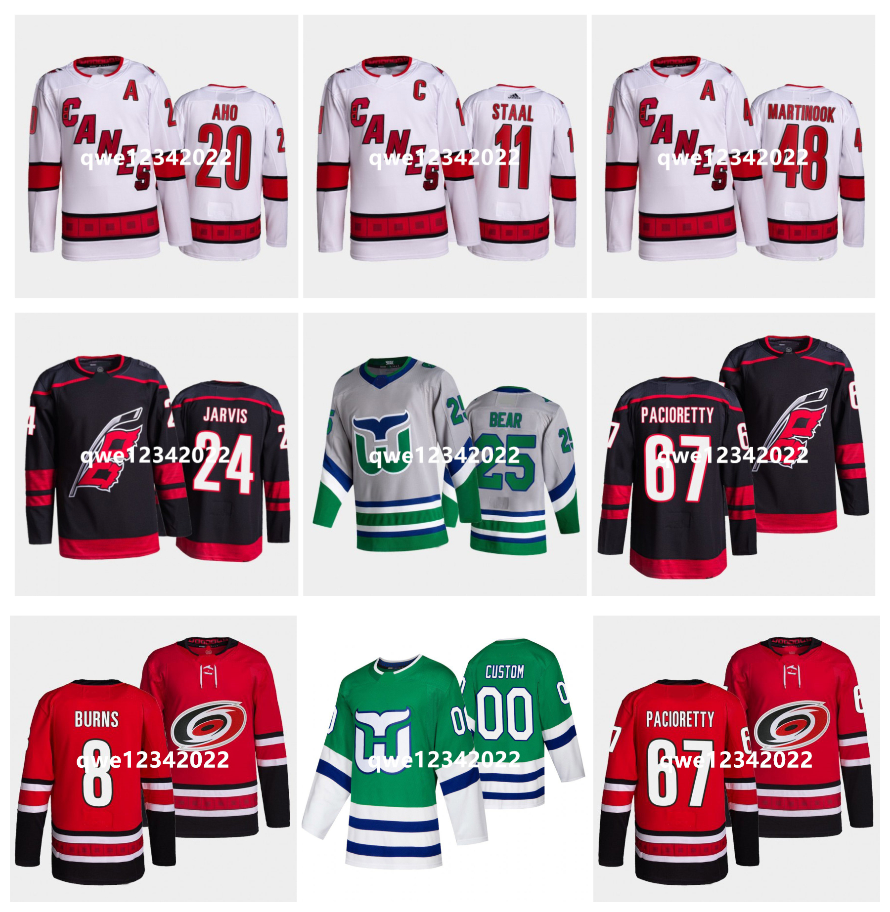 

Carolina Sebastian Aho Hockey Jersey Brent Burns Hurricanes Staal Seth Jarvis Andrei Svechnikov Teuvo Teravainen Martin Necas Ethan Bear Jaccob Slavin Jesper Fast, Kids size s/m l/xl