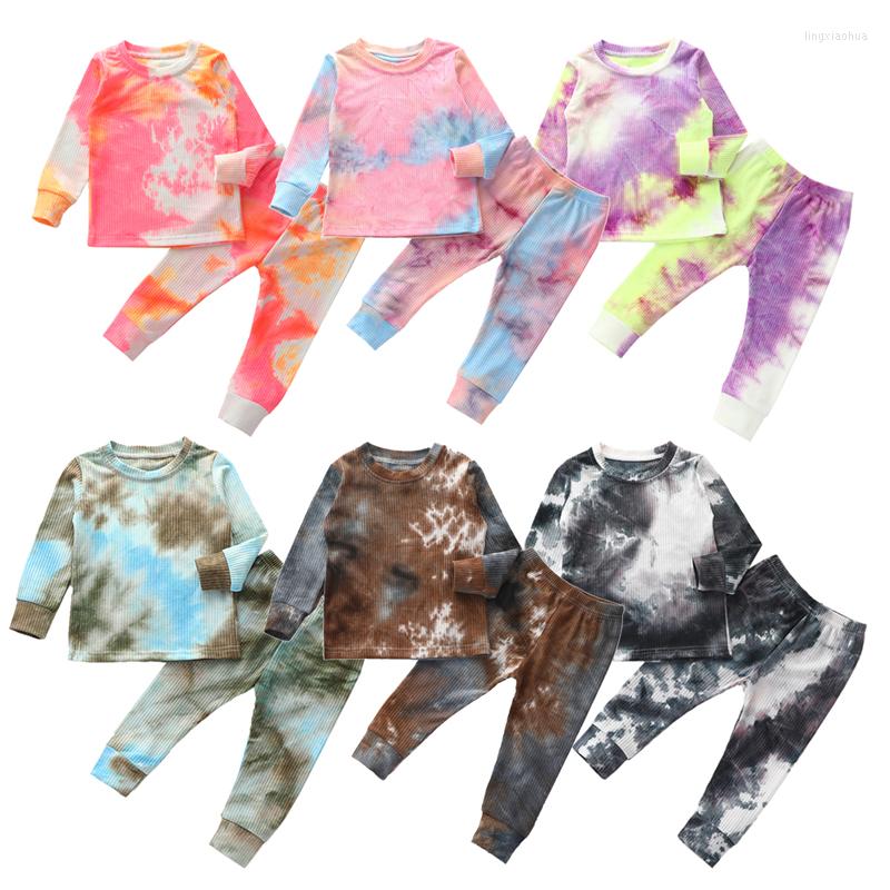 

Clothing Sets Born Baby Girls Boys Tie Dye Outfits Long Sleeve Tops T Shirt Pants Spring Autumn Clothes Set 1-6Years, Pink yellow