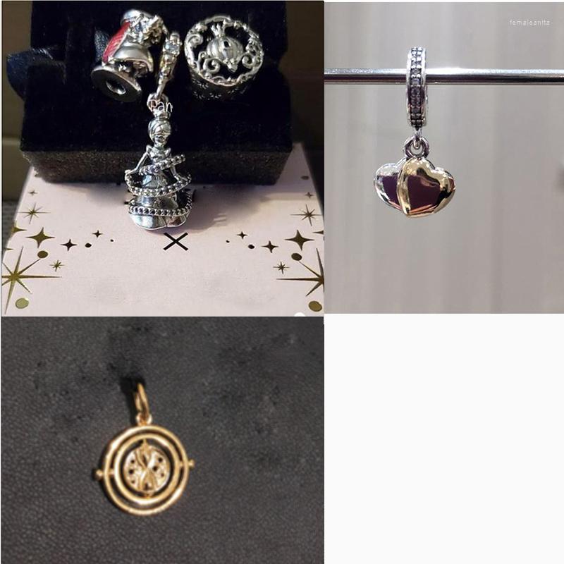 

Beads 2022 Style 925 Silver Double Heart Spinning Charm Delicate Unique Jewelry For Girlfriend's Anniversary Gift