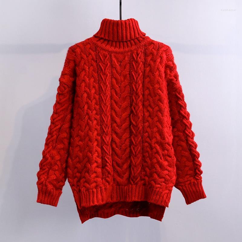 

Women's Sweaters Coarse Yarn Solid Women Sweater Pullovers Winter Turtleneck Thicken Warm Loose Casual Female Pulls Outwear Coats Tops, Yellow