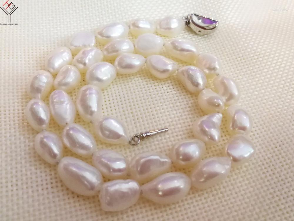 

Choker 10x11mm White Baroque Pearl Handmade Necklace 17'' 43cm Women Jewelry 925 Silver Clasp Natural Freshwater