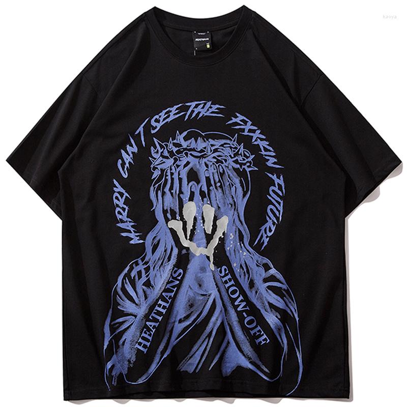

Men's T Shirts Men Hip Hop Oversize T-Shirt Streetwear Letter Girl Print Tshirt Couple Harajuku Cotton Loose Short Sleeve Tops Tees Black