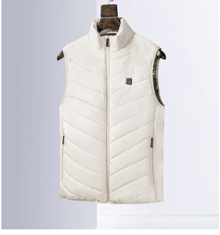 

Men's Vests 5 Color Outdoor Heated Vest Men Women Winter Sleevless USB Heating Jacket Stand Collar Heating Thermal Waistcoat Hiking Coat 220930, White