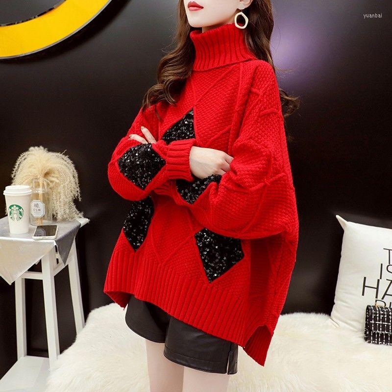 

Women's Sweaters Loose High Neck Long-sleeved Sweater Women Autumn And Winter 2022 Fashion Striped Rhombus Pullover Knit Top, Black