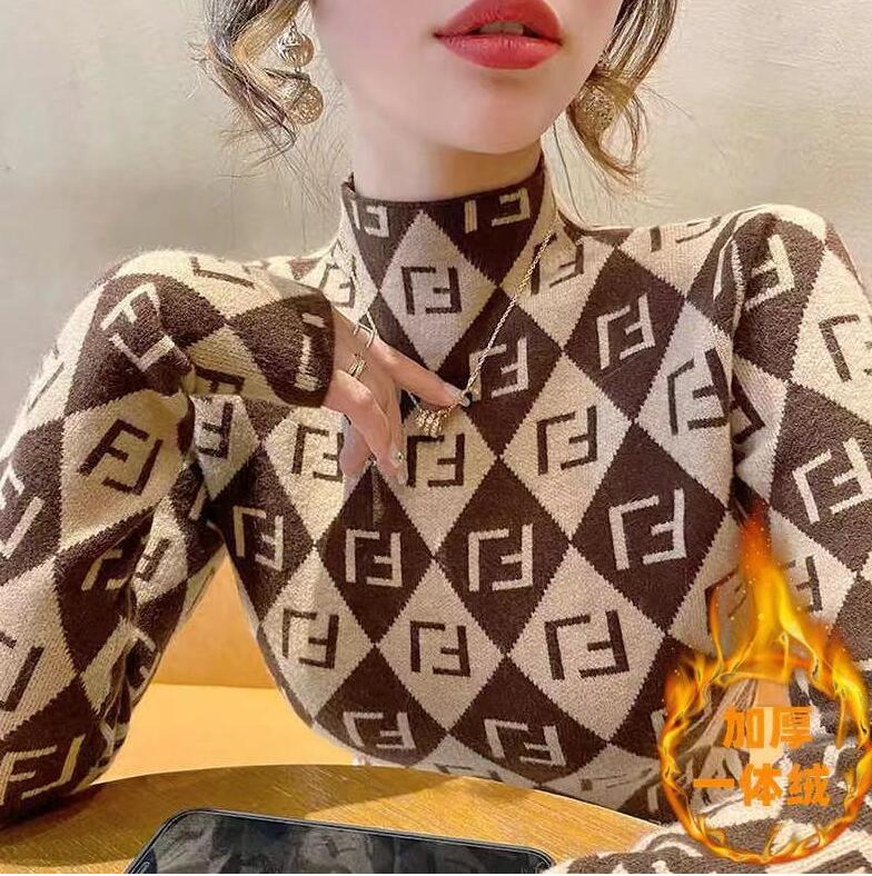 

Women's Sweaters Brand Designer Oversized Vintage Thickened Warmth Turtleneck Shirt Dress Tee Apple crop Tops, 07