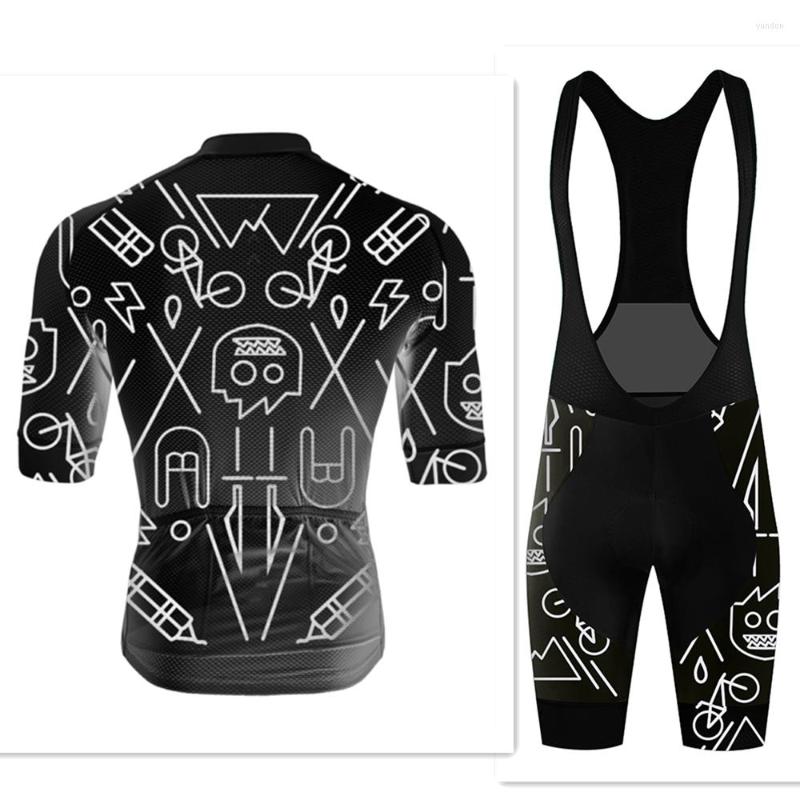 

Racing Sets Men Cycling Jersey Suit Outdoor Crazy Abstract Style Offroad Summer Mtb Long Distance Bib Shorts Set 9d Gel Ciclismo, Suit 2