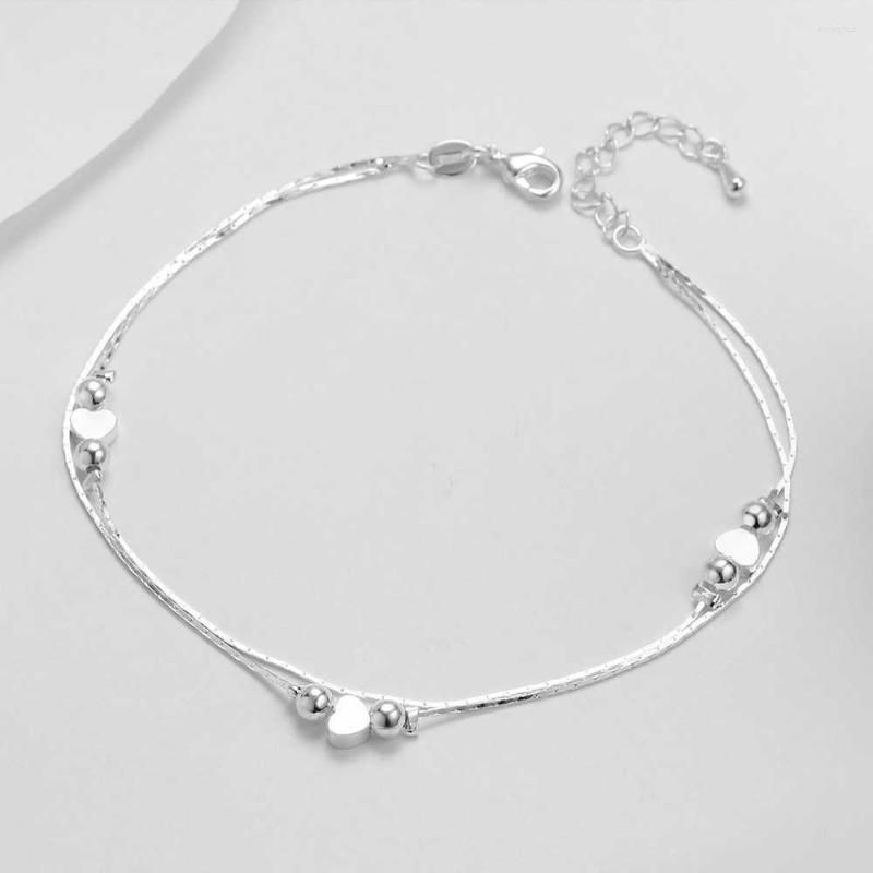 

Anklets Heart Shaped Foot Chain Bracelets 925 Sterling Silver Fashion Jewelry For Women Wholesale