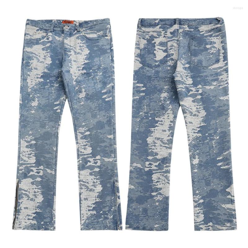 

Men's Pants Distressed Zipper Design Wide Leg Jeans For Men Grunge Y2k Aesthetic Women's Gothic Designer Clothes Winter, Blue