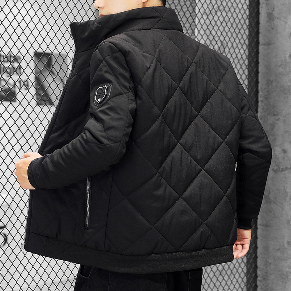 

Autumn Winter Jacket Men Casual Stand Collar Cotton Padded Warm Coats Slim Fit Korean Fashion Jackets Streetwear Smart Coat, White