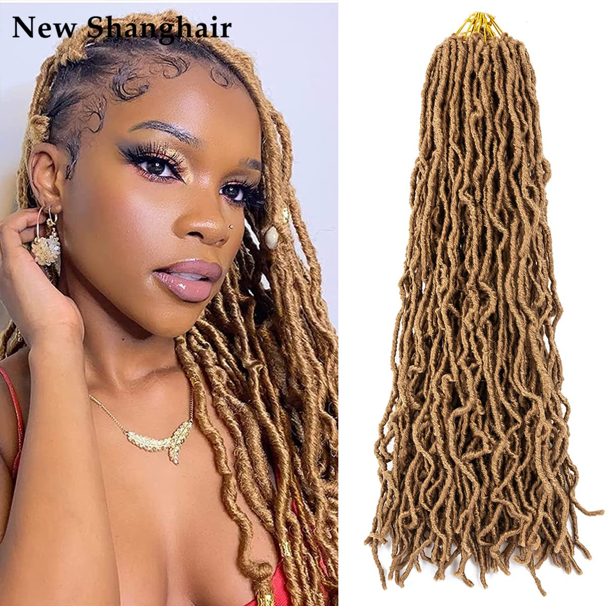 

24 Inch New Soft Locs Crochet Hair for Natural Butterfly Style Braids Black Curly And Pre Looped Synthetic Braiding Hair BS25, T1b-30