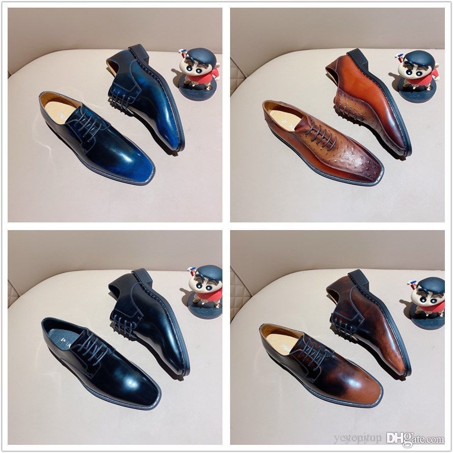 

MM 19MODEL Spring Italian Handmade Shoe Men Leather Loafers Slip on Low-heeled British Style High Qualitys Fashion Brogues Shoes Mens Designer Luxury Dress Shoes 11, #08